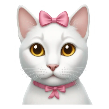 white cat with bow on her ear sticker