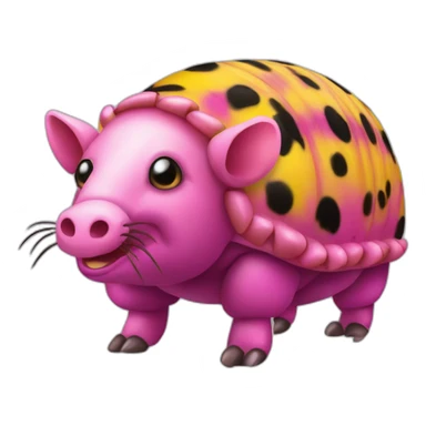 Magenta pig armadillo centipede insect with yellow and black spots gradient mottled sticker
