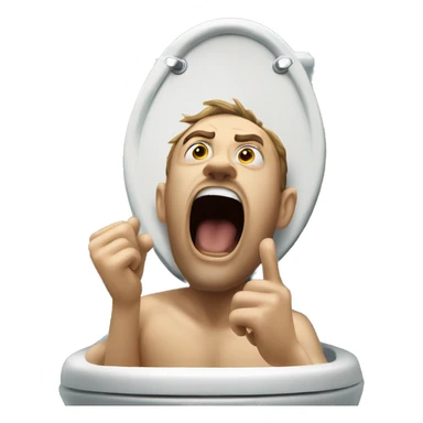 man head popping out of toilet screaming sticker