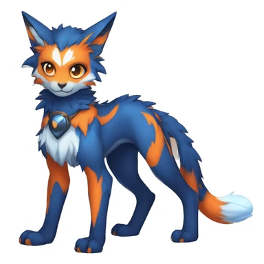 Anthro-Edgy-Cool-Blue-Orange-Contrast-Colors-Fantasy-Fur-Sona-Chibi-Shiny-Fakémon-Hybrid full body sticker