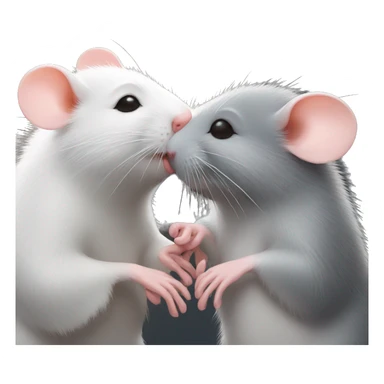 A mouse and a rat kiss sticker