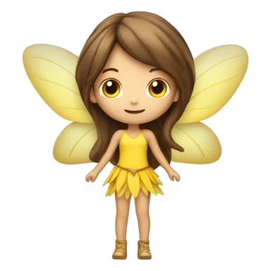 long brown hair Pixie fairy with yellow wings and wand  sticker