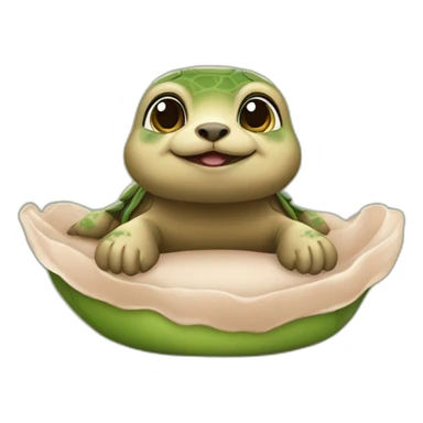 Bébé tortue sur un bébé loutre sticker