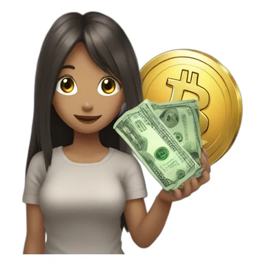 animegirl with bitcoin in hands sticker