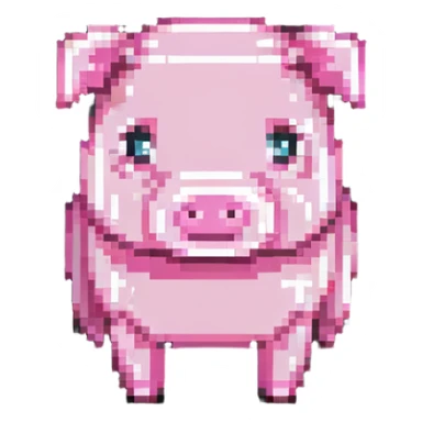 Minecraft pig, full body, pink blocky animal with square head sticker