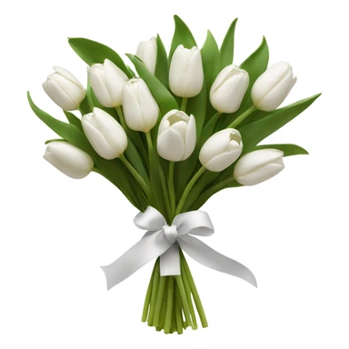 White bouquet of tulips tied with white ribbon  sticker