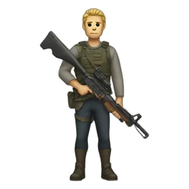 a man with weapon sticker