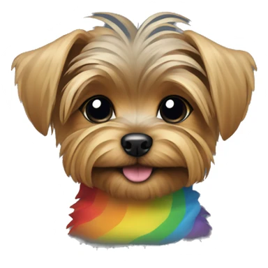 Yorkshire Terrier puppy in a rainbow T-shirt sticker