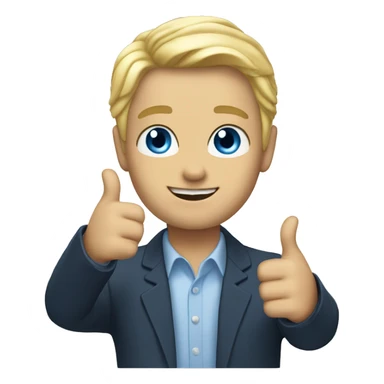 blonde hair blue eyes thumbs up  sticker