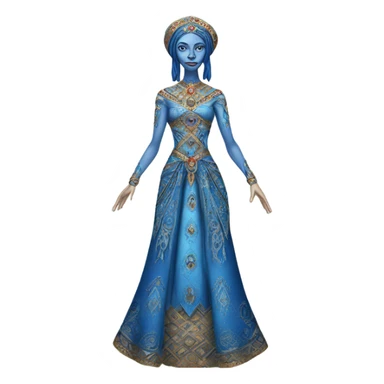 a blue alien woman full body in Romanov dress sticker