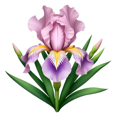 big bouquet Soft Pink Iris, luxuriant, leaf, bud sticker