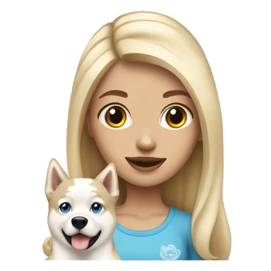 blonde girl with cream husky dog sticker