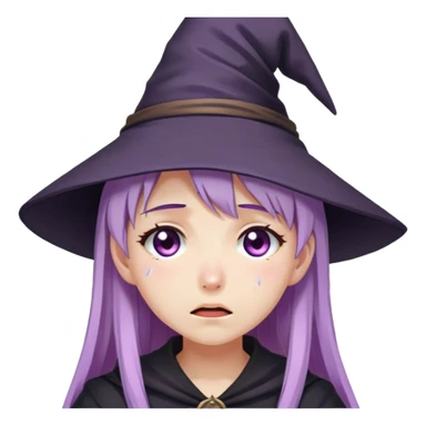 anime girl with lilac hair in a witch hat cries sticker