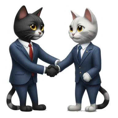 Two cats shaking hands in suits  sticker