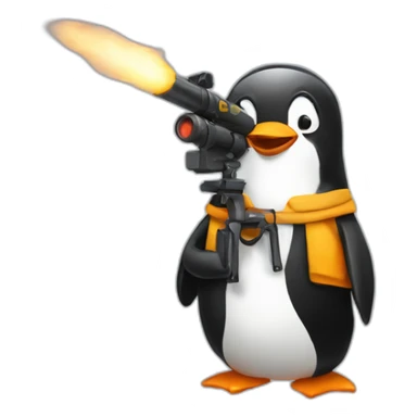 Penguin with bazooka sticker