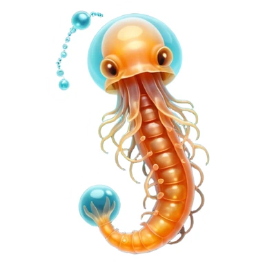 MRI parasitic embryo, digital, fetal small shape in otherworldly bubble, eerie, horror, pupa, crystalis, in-utero, sea-life, crustaceanoid, photorealismm siphonophore, polyp, Cnidaria sticker