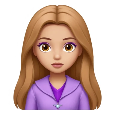 Bratz Yasmin light brown long hair brown eyes, Lilac outfit sticker