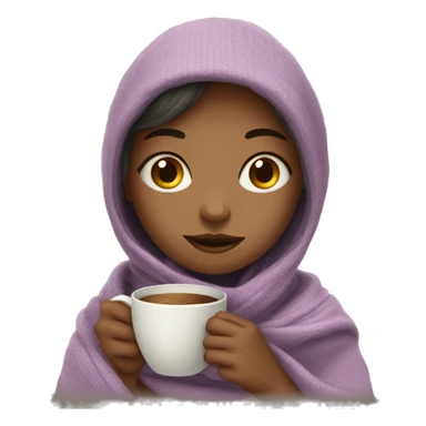 cozy girl with a blanket and a cup of coffe  sticker