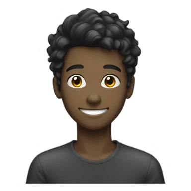 A boy age 16 with white colour and smiling his hair is black  sticker