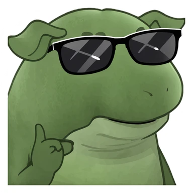 pig wearing sunglasses, tossing money in the air, fun and meme-inspired style sticker