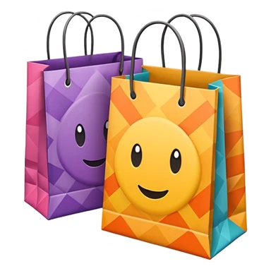 2 aesthetic shopping bag with pattern sticker