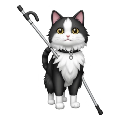 Black and white cat on 2 crutches  sticker