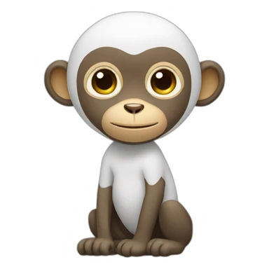 white smart flat monkey sticker
