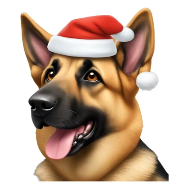 German Shepard wearing a Santa hat sticker