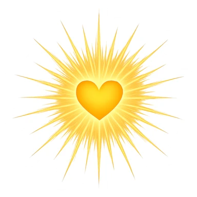 heart with a radiant sunburst sticker
