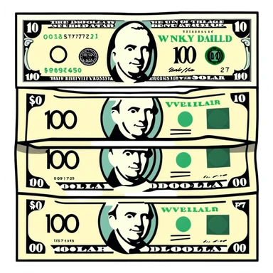three 100 dollar bills sticker