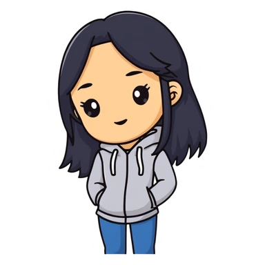 Stylish confident woman with Asian and Latina features, long straight black hair sticker