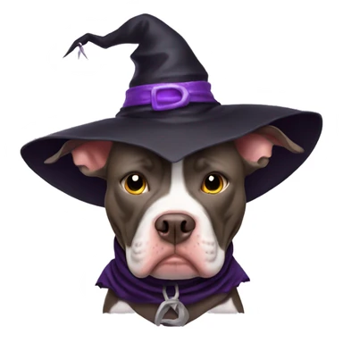 Pitbull wearing witch costume sticker