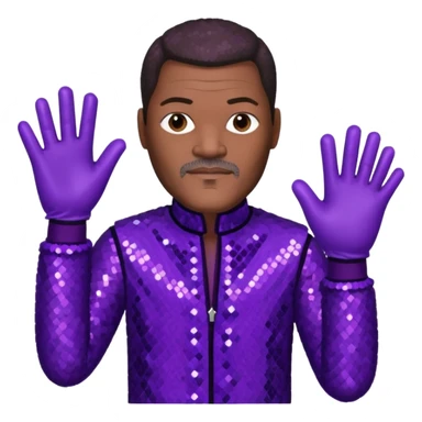 Lawrence Fishburne with dark brown hair, dark purple sequin outfit sticker