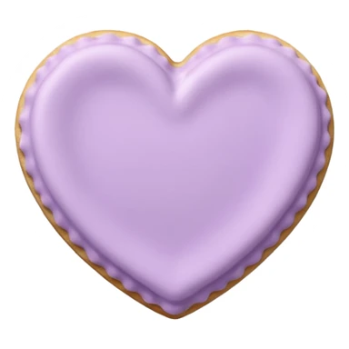 Realistic shortbread cookie in the shape of a heart with pale lilac sticker