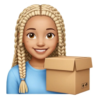 Light skin girl with box braids sticker