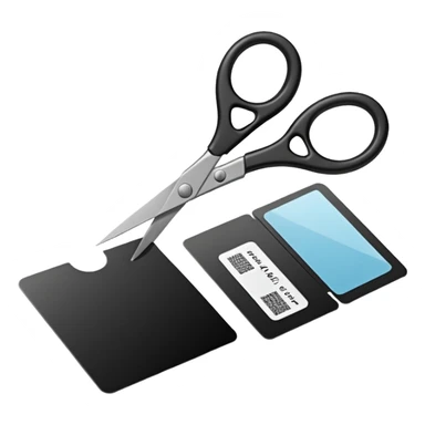 Floating black Scissors cutting in half an idf soldier ID card with a little chip in 2 parts sticker