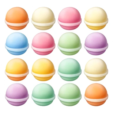 Colorful mochi ice cream balls with different flavors sticker