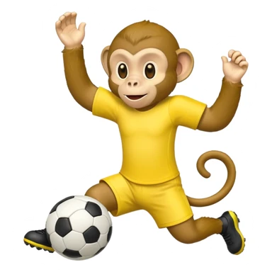 Quiero hacer a un mono jugando futbol y un plátano en la mano sticker