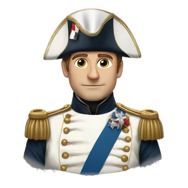 macron in napoleon outfit sticker