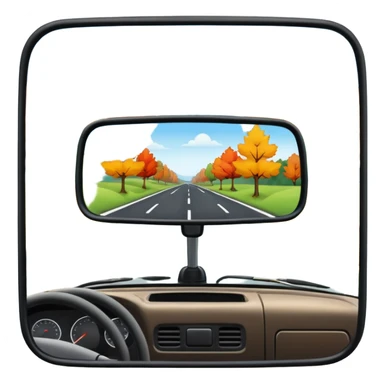 Fall scenery in the rearview mirror of a truck sticker