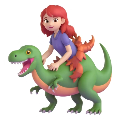 red-haired girl with a dinosaur tail and paws sticker