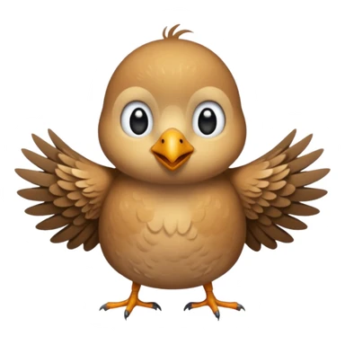 make an emoji of a bird wanting a hug, make the art colors human like and imperfect and the layout also imperfect a little human like sticker