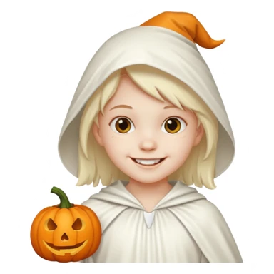 kid with hallowen white costumes sticker