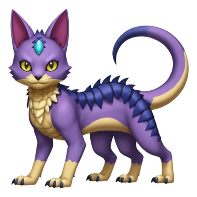 white belly, scaley scaly batty feline-like quadrupedal digitigrade furry feral Bastet-Noibat-Gatomon-Garchomp-Digimon-Fakémon-Pokémon-creature (full body) sticker