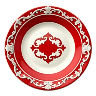 antique porcelain red plate  sticker