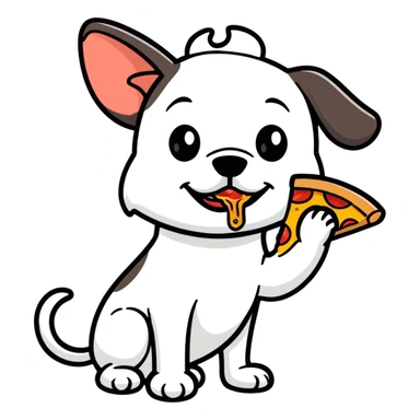 Cute dog eating a pizza sticker