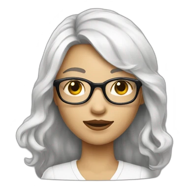Fille blanche cheveux noirs longs ondulés et lunettes de vue sticker