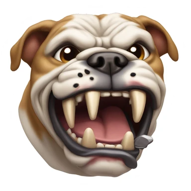 mean, snarling bulldog on the attack sticker
