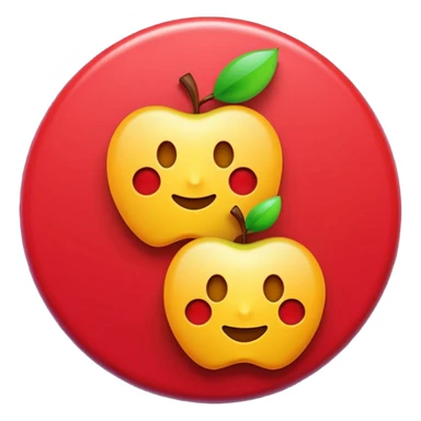 Two simple solid circles in Apple Emoji style, minimalist design, vibrant colors, no details, high contrast, clean edges, 3D glossy effect sticker
