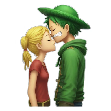 Luffy kissing Zoro sticker